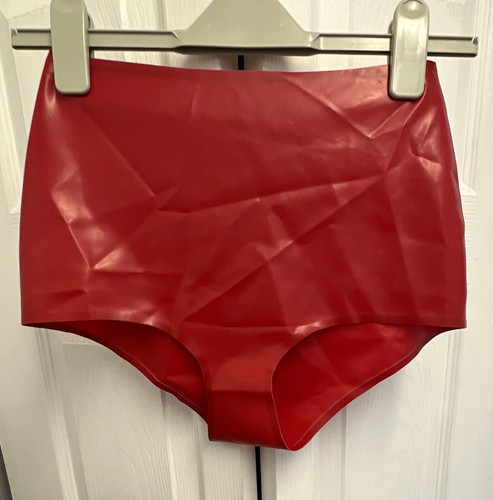 Women red latex knickers - latex,