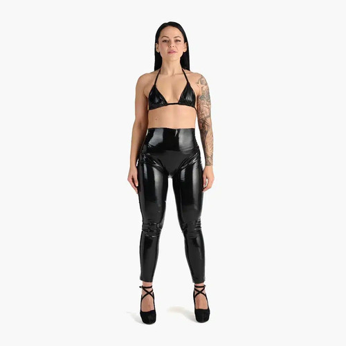 You black latex leggings - us,