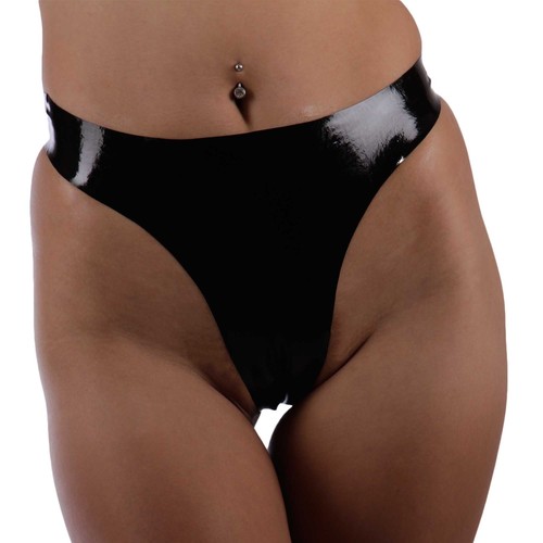 Womens black latex briefs - black,